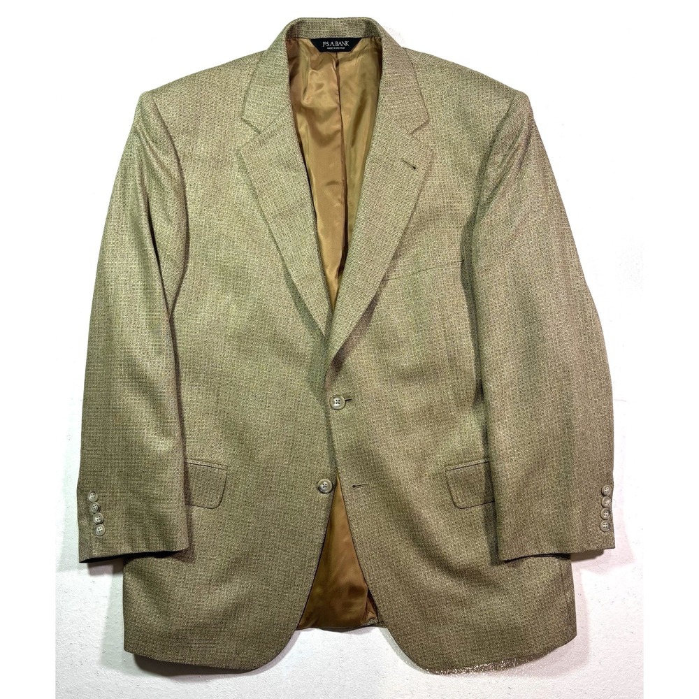 tan‎ Jos A Bank 100% Silk blazer jacket sport suit coat signature collection 43S